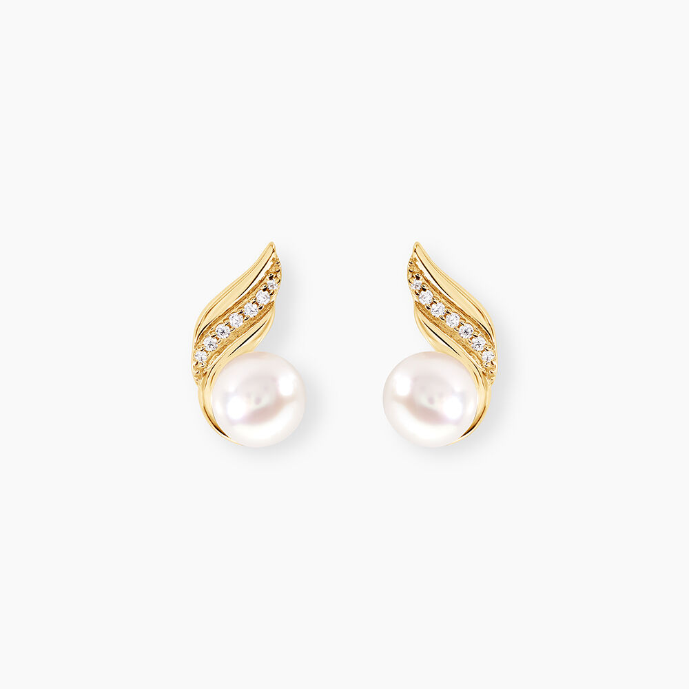 Boucles D'oreilles Puces Antoinette Or Jaune Perle De Culture - Puces Femme | Marc Orian