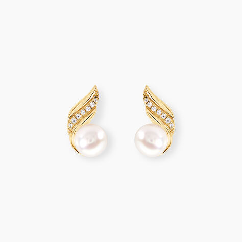 Boucles D'oreilles Puces Antoinette Or Jaune Perle De Culture - Puces Femme | Marc Orian