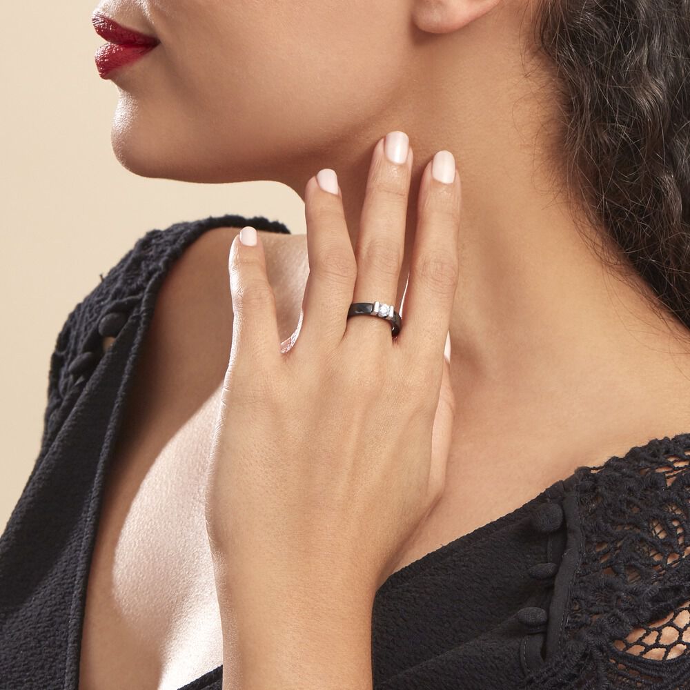 Bague Solitaire Ceramik Design Argent  Oxyde De Zirconium Et Céramique - Bagues de promesse Femme | Marc Orian