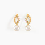 Boucles D'oreilles Puces Dominga Or Jaune Perle De Culture Et Oxyde - Puces Femme | Marc Orian