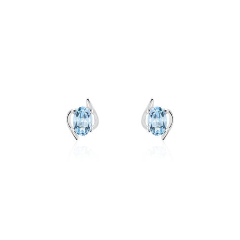 Boucles D'oreilles Puces Vrille Ovale Or Blanc Topaze - Puces Femme | Marc Orian