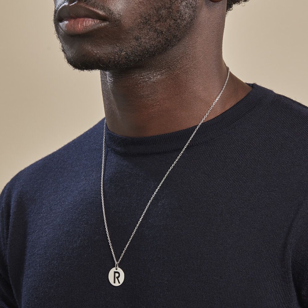 Pendentif Elio R Argent Blanc - Pendentifs Famille | Marc Orian