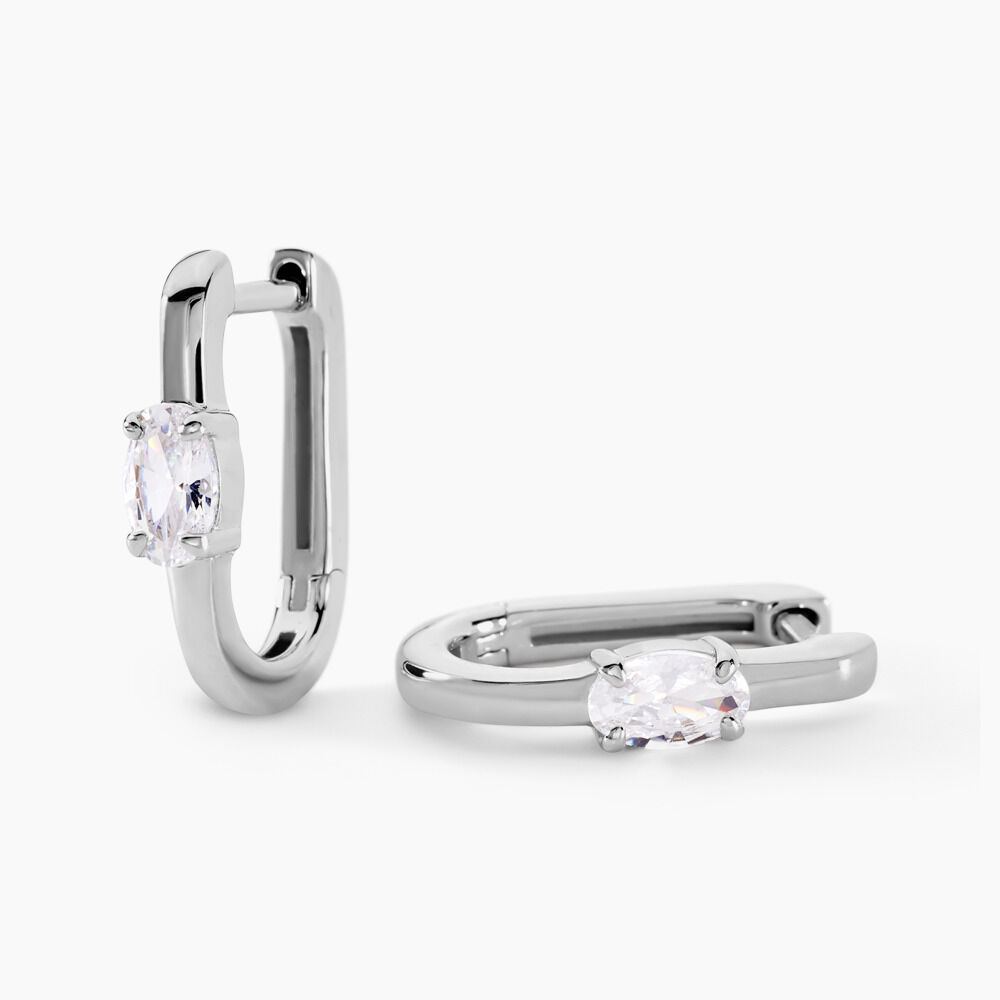 Créoles Oddone Argent Blanc Oxyde De Zirconium - Créoles Femme | Marc Orian