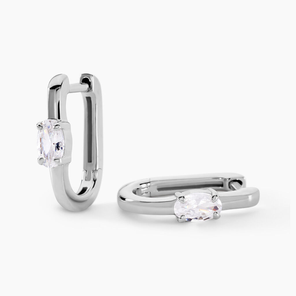 Créoles Oddone Argent Blanc Oxyde De Zirconium - Créoles Femme | Marc Orian