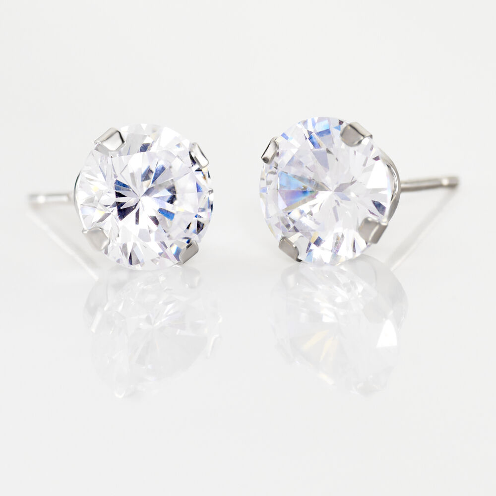 Boucles D'oreilles Puces Eddie Or Blanc Oxyde De Zirconium - Puces Femme | Marc Orian
