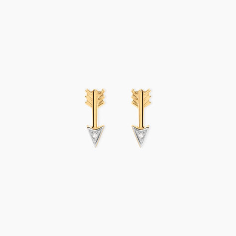 Boucles D'Oreilles Puces Fiorenzo Or Jaune Diamant - Puces Femme | Marc Orian