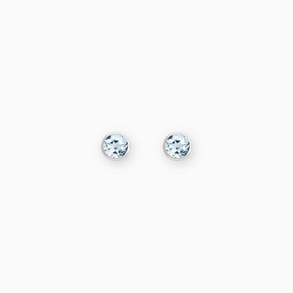 Boucles D'oreilles Puces Edy Serti Clos Or Blanc Topaze - Puces Femme | Marc Orian