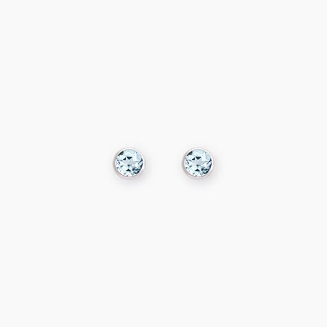 Boucles D'oreilles Puces Edy Serti Clos Or Blanc Topaze - Puces Femme | Marc Orian