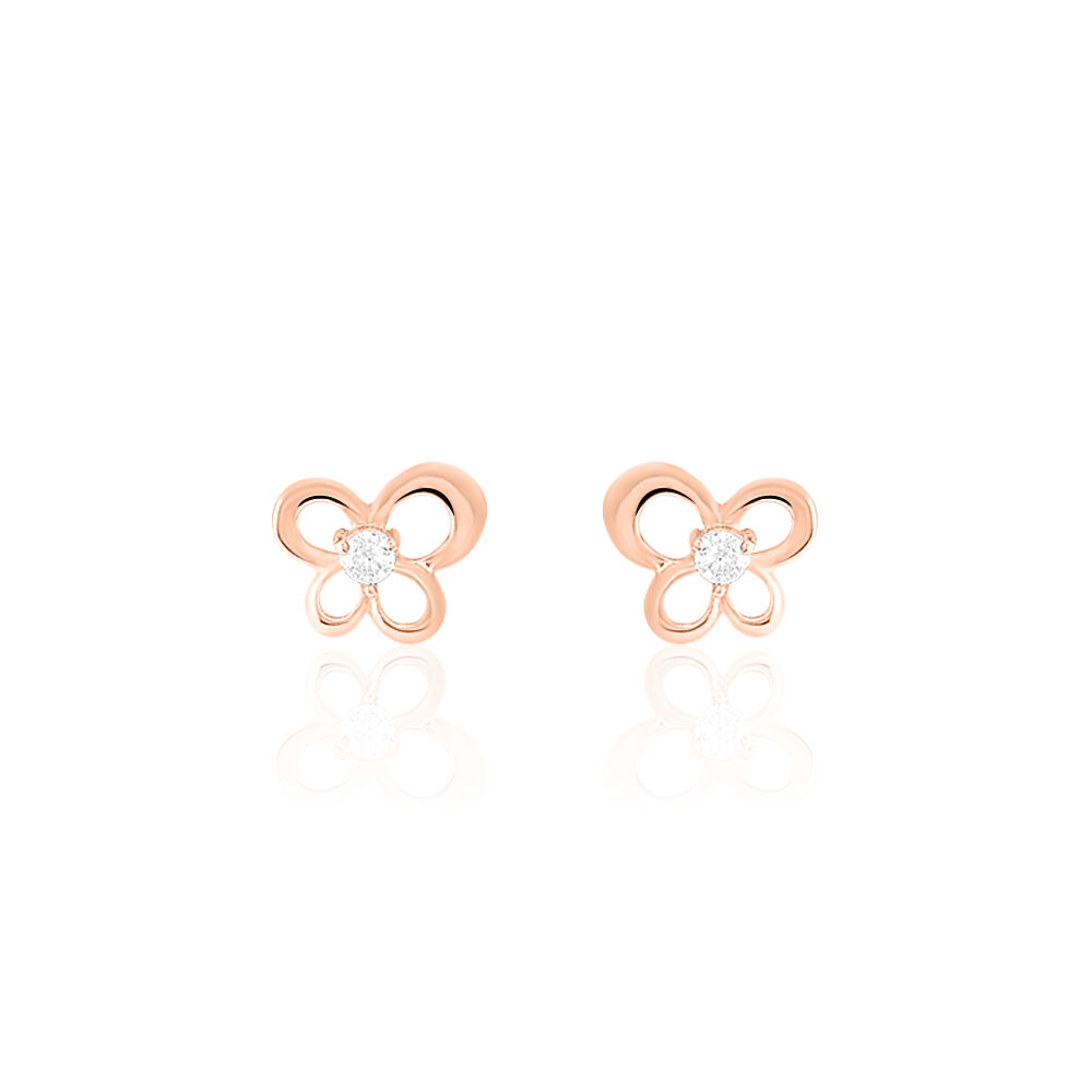 Boucles D'oreilles Puces Eleanor Fleur Or Rose Oxyde De Zirconium - Puces Femme | Marc Orian