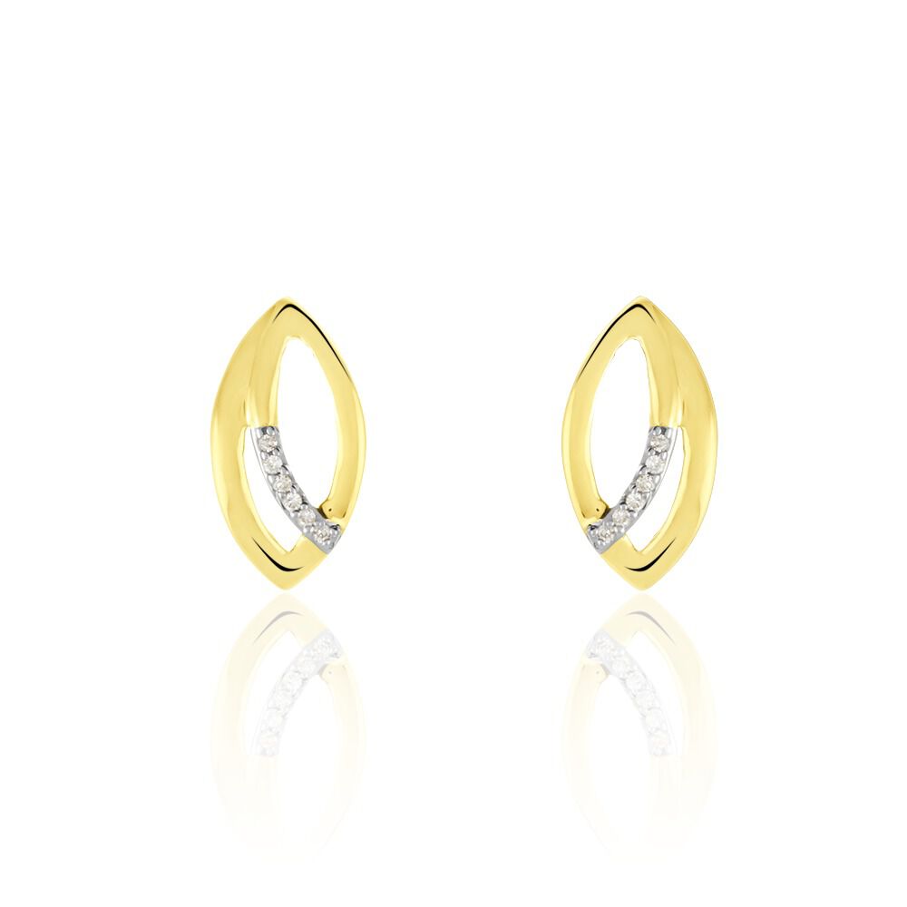 Boucles D'oreilles Or Jaune Svena Diamant - Puces Femme | Marc Orian
