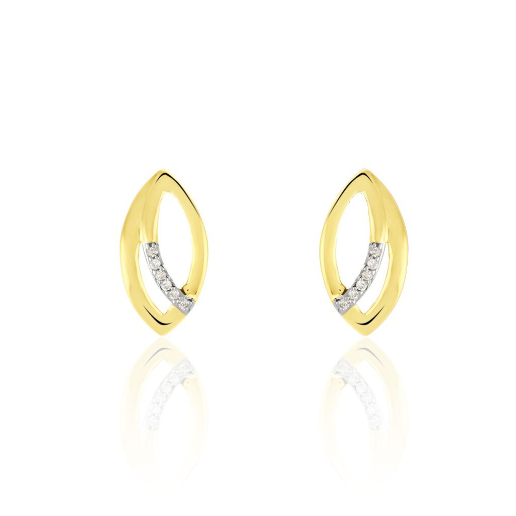 Boucles D'oreilles Or Jaune Svena Diamant - Puces Femme | Marc Orian