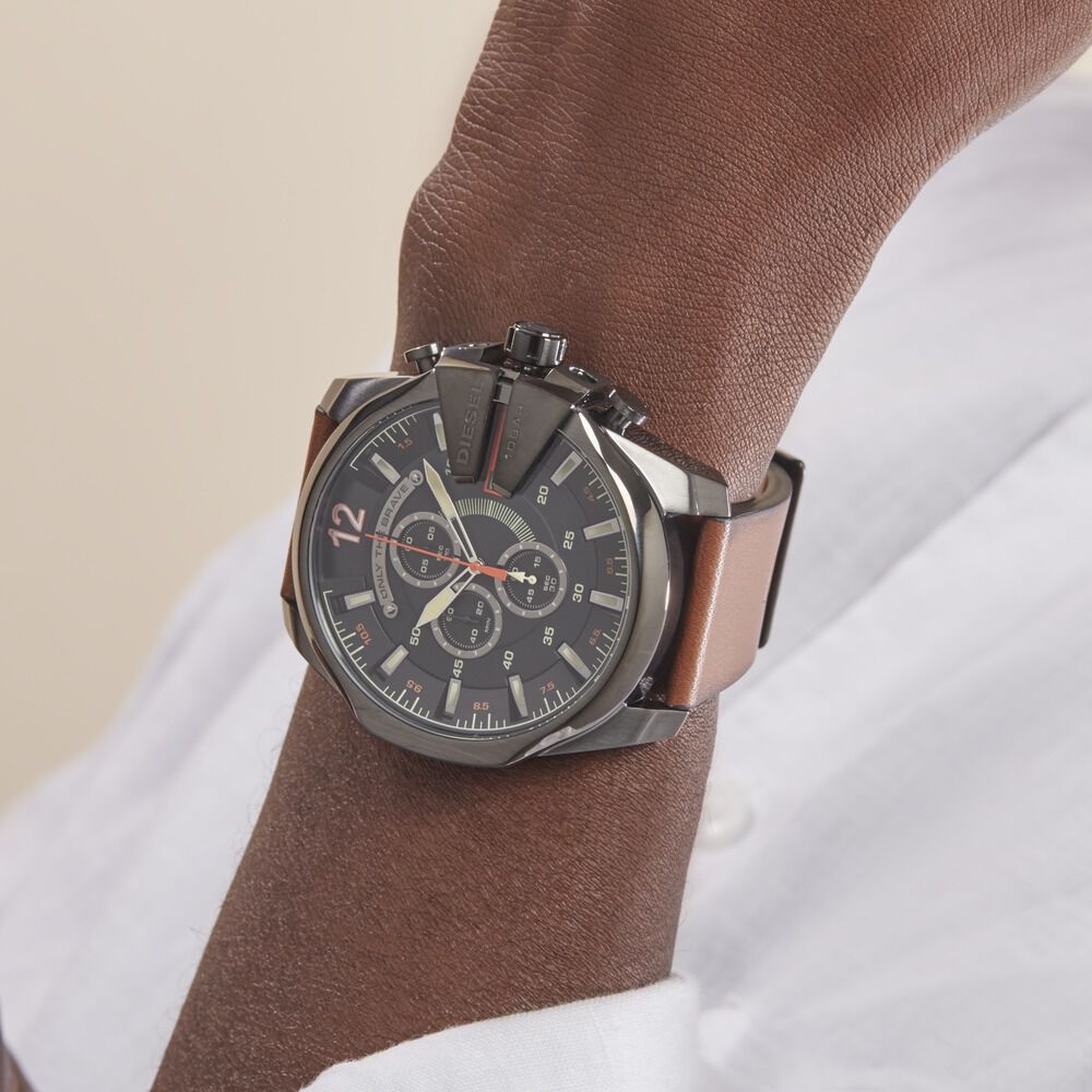 Montre diesel sale mega chief noir