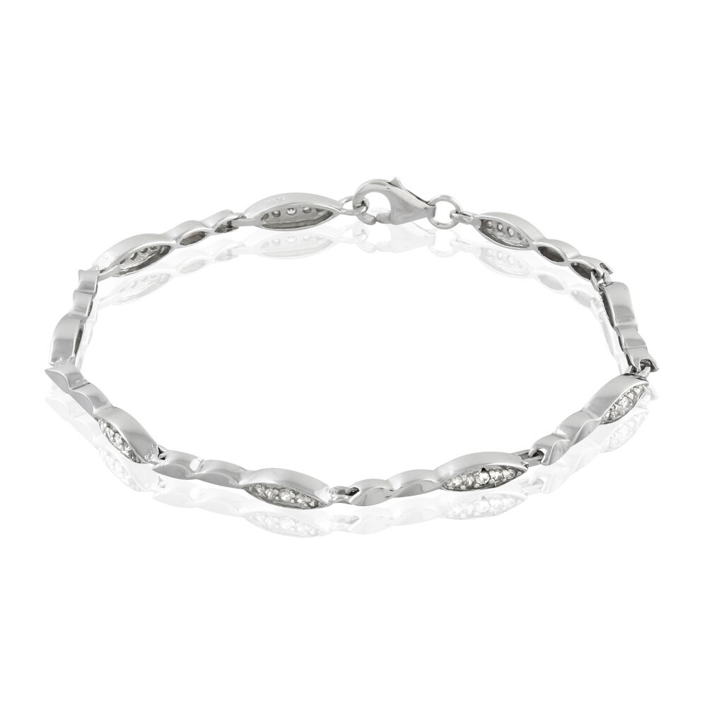 Bracelet Evy Argent Blanc Oxyde De Zirconium - Bracelets chaînes Femme | Marc Orian