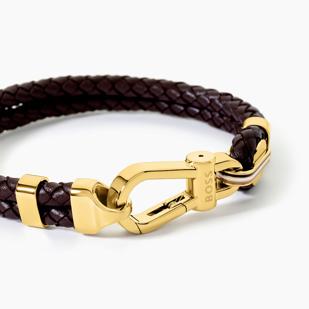 Bracelet Boss Ares Prime Cuir De Veau Marron - Bracelets cuir Homme | Marc Orian