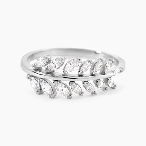 Bague Argent Blanc Cristobal Feuille Oxydes De Zirconium - Bijoux fantaisie Femme | Marc Orian