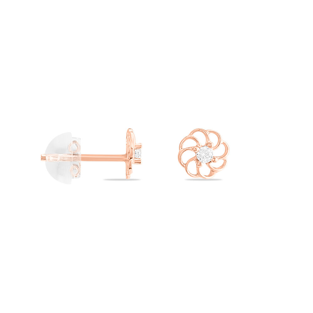 Boucles D'oreilles Puces Eleanor Fleur Or Rose Oxyde De Zirconium - Puces Femme | Marc Orian