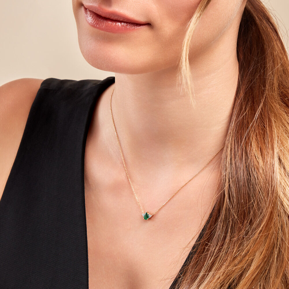 Collier Glykeria Or Jaune Emeraude Diamant - Colliers avec pierres Femme | Marc Orian