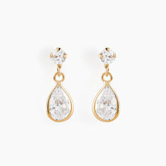 Boucles D'oreilles Pendantes Lika Or Jaune Oxyde De Zirconium - Boucles d'oreilles Pendantes Femme | Marc Orian