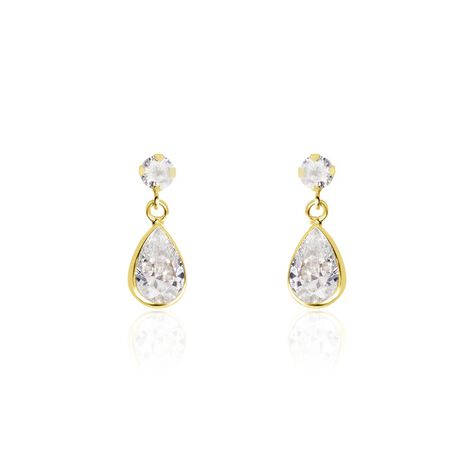 Boucles D'oreilles Pendantes Lika Or Jaune Oxyde De Zirconium - Boucles d'oreilles Pendantes Femme | Marc Orian
