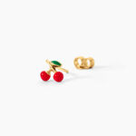 Boucles D'Oreilles Puces Cherry Cerise Argent Dor&eacute; A L'Or 750/1000 - Puces Enfant | Marc Orian