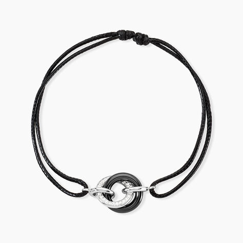 Bracelet You&me Argent Blanc C&eacute;ramique Et Oxyde De Zirconium - Bracelets cordons Femme | Marc Orian