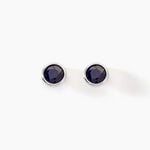 Boucles D'oreilles Puces Edy Serti Clos Or Blanc Saphir - Puces Femme | Marc Orian