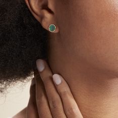 Boucles D'oreilles Puces Florica Or Jaune Malachite - Clous d'oreilles Femme | Marc Orian
