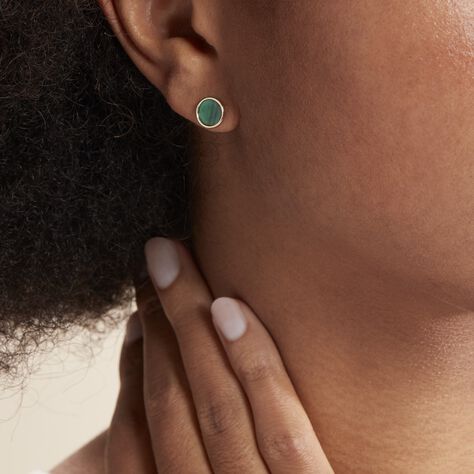 Boucles D'oreilles Puces Florica Or Jaune Malachite - Clous d'oreilles Femme | Marc Orian