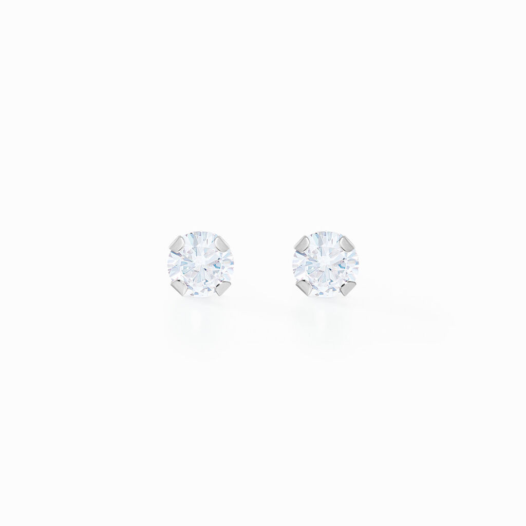 Boucles D'oreilles Puces Eddie Or Blanc Oxyde De Zirconium - Puces Femme | Marc Orian