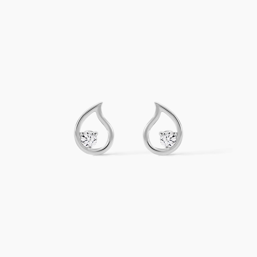 Boucles D'oreilles Puces Argent Blanc Sidonio Oxydes De Zirconium - Puces Femme | Marc Orian