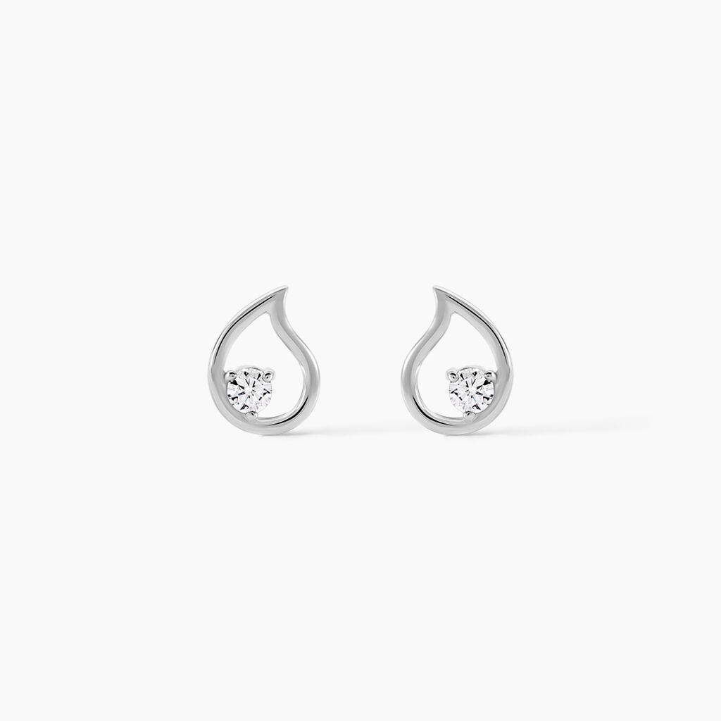 Boucles D'oreilles Puces Argent Blanc Sidonio Oxydes De Zirconium - Puces Femme | Marc Orian