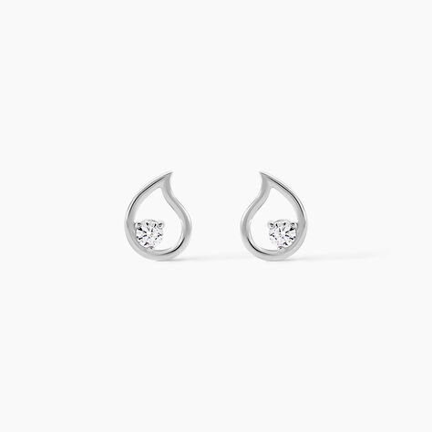 Boucles D'oreilles Puces Argent Blanc Sidonio Oxydes De Zirconium - Puces Femme | Marc Orian