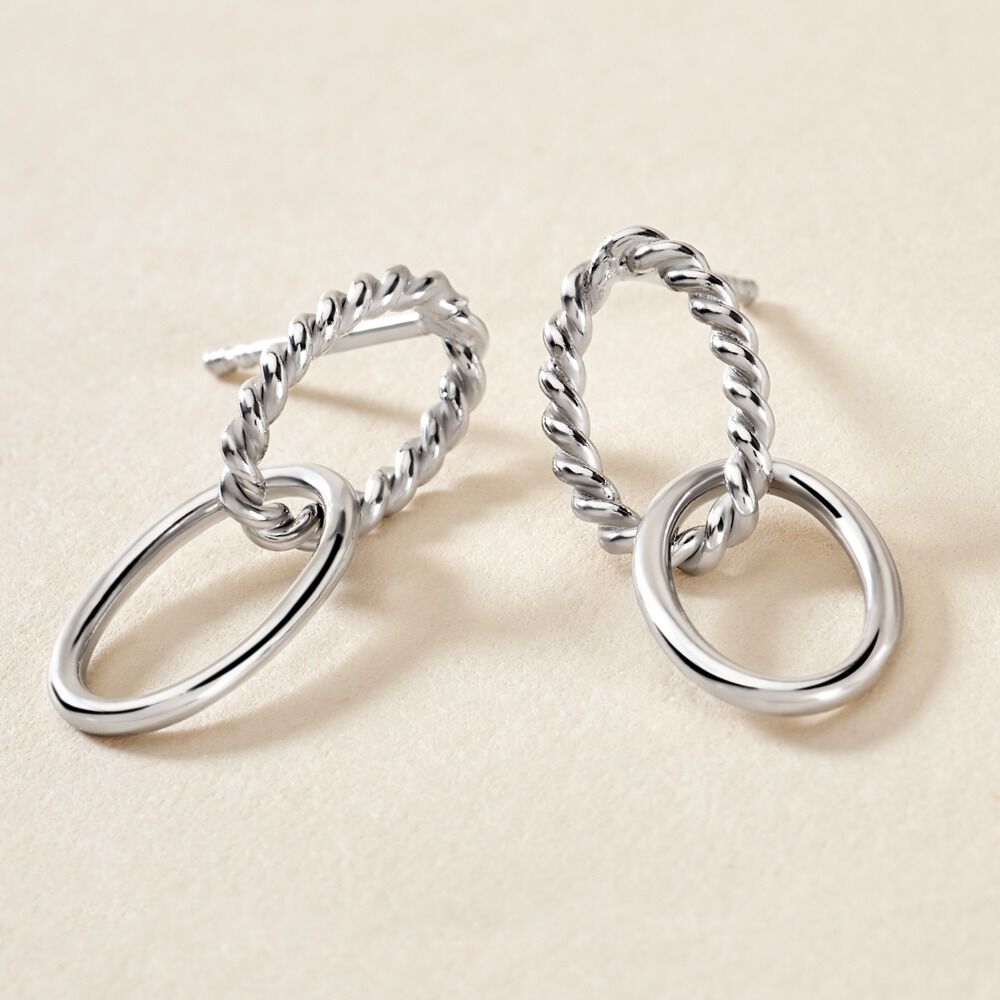 Boucles D'oreilles Pendantes Cherise Argent Blanc - Pendantes Femme | Marc Orian