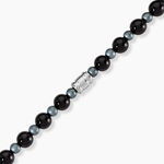 Bracelet Younes Acier Argent&eacute; Agate H&eacute;matite - Bracelets cordons Homme | Marc Orian