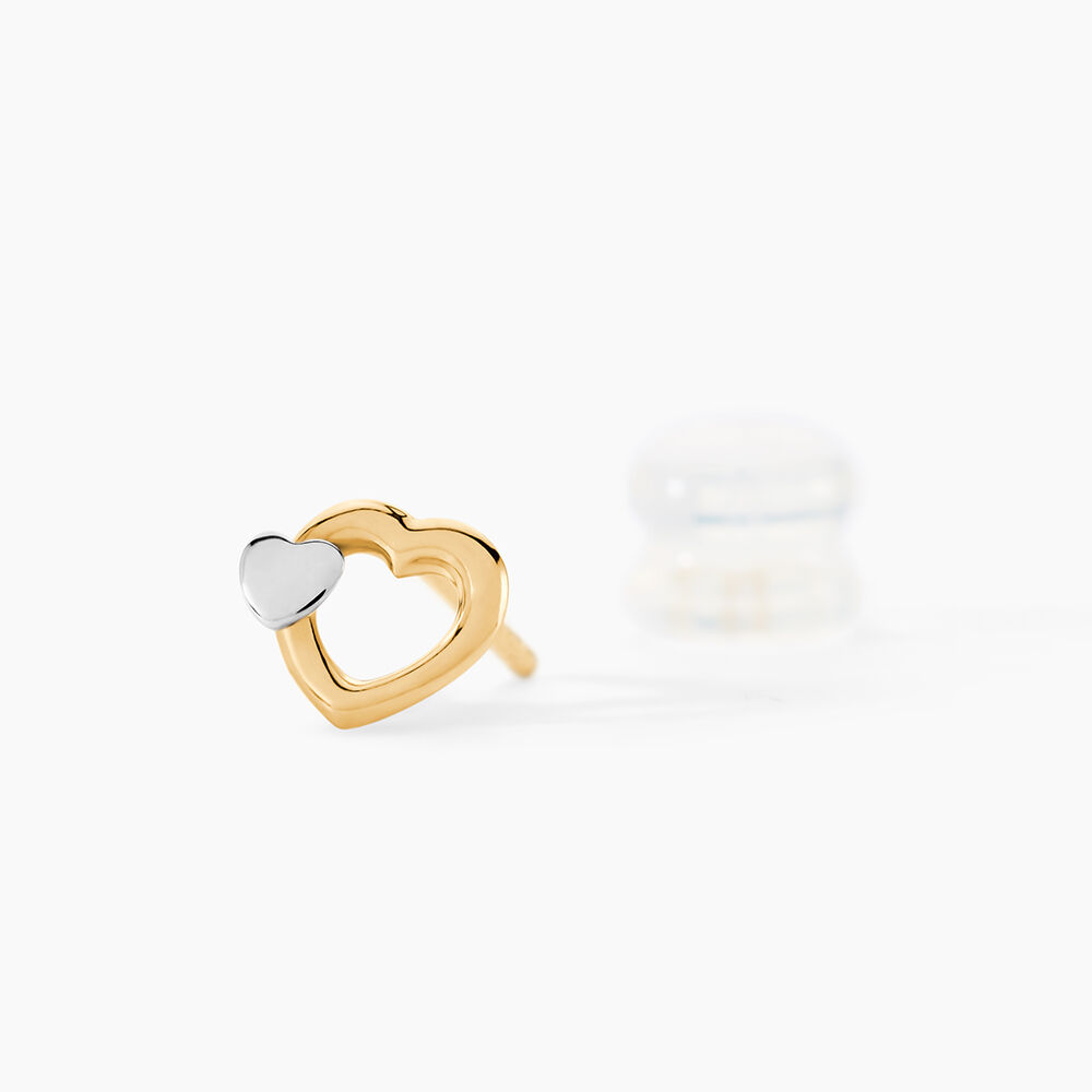 Boucles D'oreilles Puces Anne-maudae Double Coeurs Or Bicolore - Puces Femme | Marc Orian