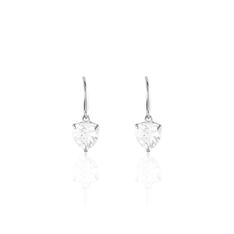 Boucles D'oreilles Pendantes Bo Coeur Pm Or Blanc Oxyde De Zirconium - Boucles d'oreilles Pendantes Femme | Marc Orian