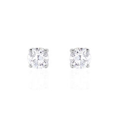 Boucles D'oreilles Puces 4 Griffes Or Blanc Diamant Synthetique - Clous d'oreilles Femme | Marc Orian