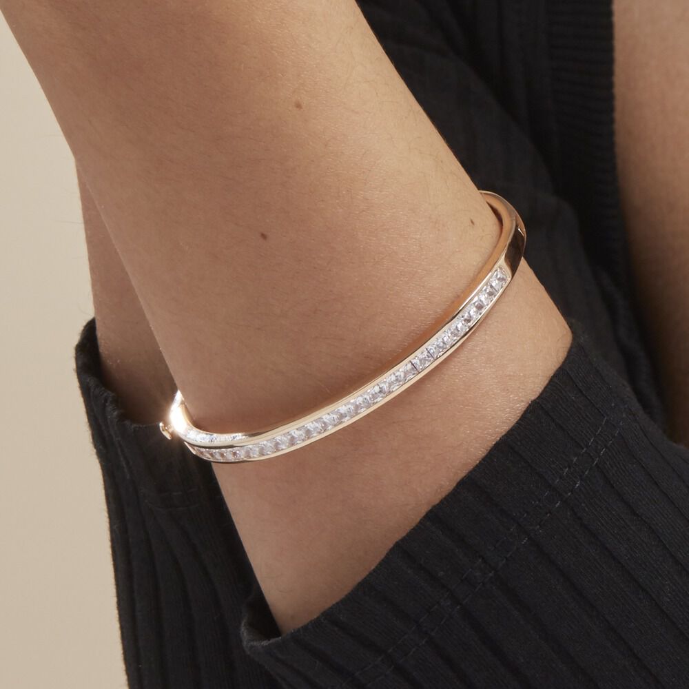 Bracelet Jonc Frieda Plaqué Or Jaune Oxyde De Zirconium - Bracelets joncs Femme | Marc Orian