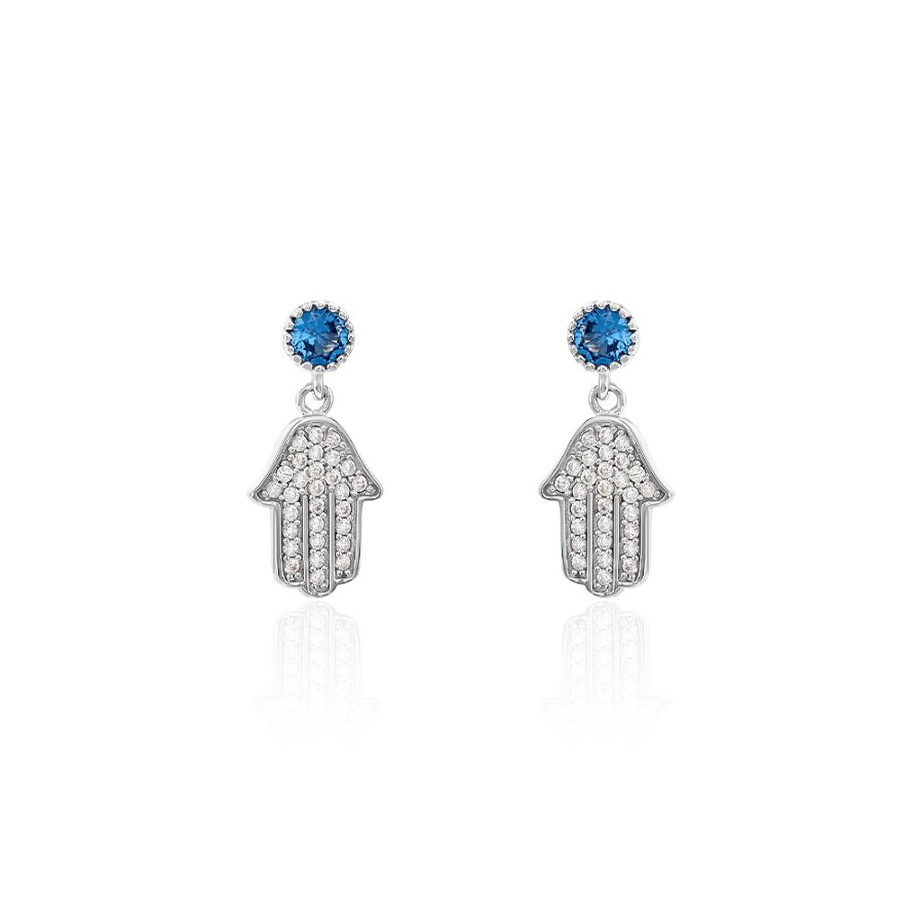 Boucles D'oreilles Pendantes Fidelma Argent Blanc Spinelle Oxyde - Pendantes Femme | Marc Orian