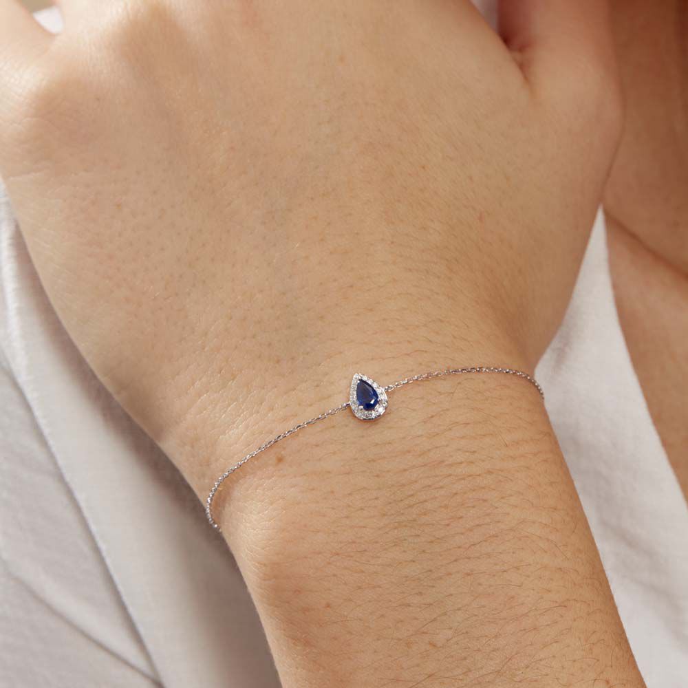 Bracelet Juliettina Or Blanc Saphir Et Diamant - Bracelets chaînes Femme | Marc Orian