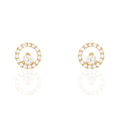 Boucles D'oreilles Puces Lila Plaqué Or Jaune Oxyde De Zirconium - Clous d'oreilles Femme | Marc Orian