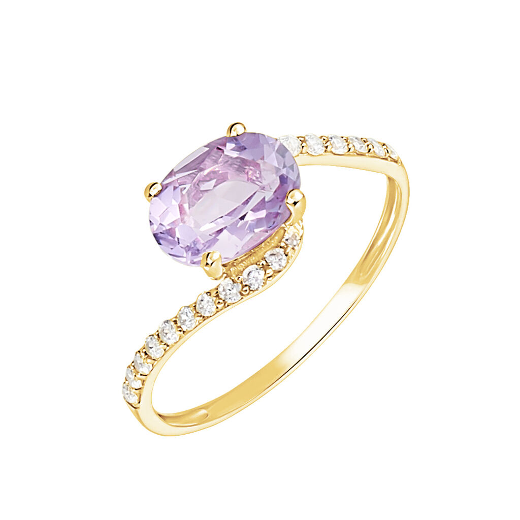 Bague Loriane Or Jaune Amethyste Et Oxyde De Zirconium - Bagues pierres fines Femme | Marc Orian