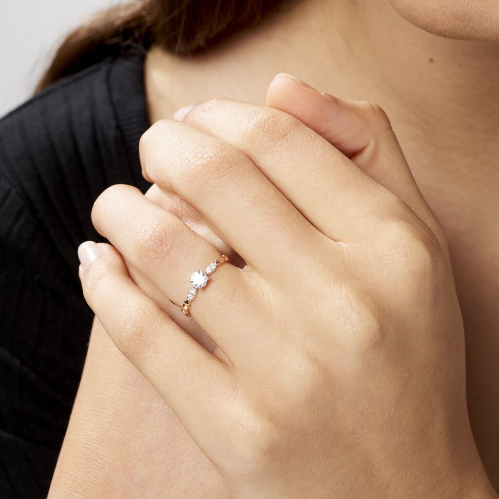 Bague Norhen Or Rose Oxyde De Zirconium - Bagues Solitaire Femme | Marc Orian
