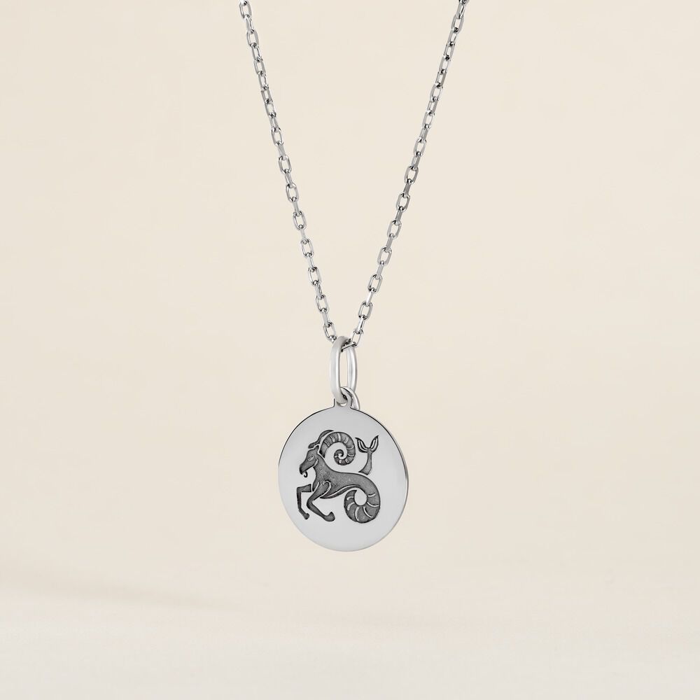 Pendentif Zodiaque Rond Argent Blanc - Bijoux personnalis&eacute;s Famille | Marc Orian