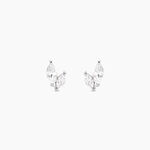 Boucles D'oreilles Puces Navette Argent Blanc Oxyde De Zirconium - Puces Femme | Marc Orian
