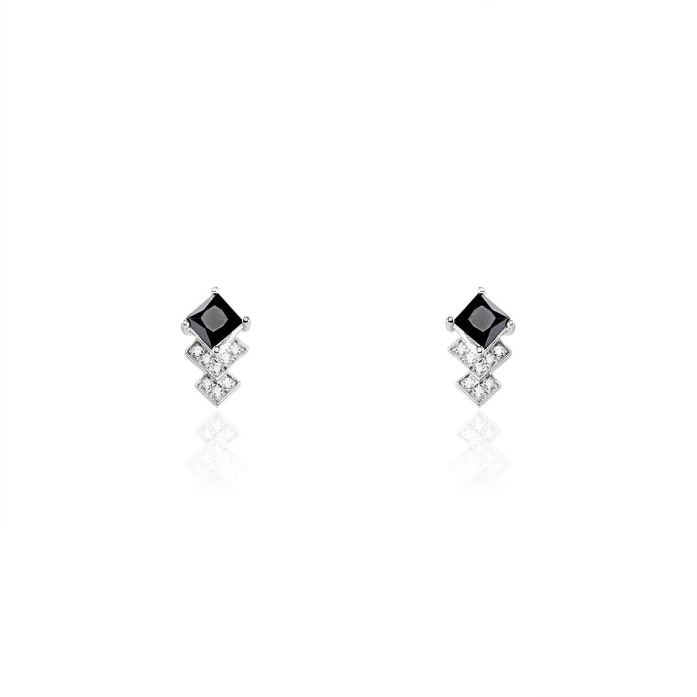 Boucles D'oreilles Puces Maymana Argent Blanc Oxyde De Zirconium - Puces Femme | Marc Orian