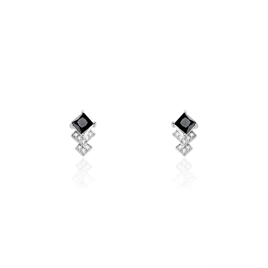 Boucles D'oreilles Puces Maymana Argent Blanc Oxyde De Zirconium - Puces Femme | Marc Orian
