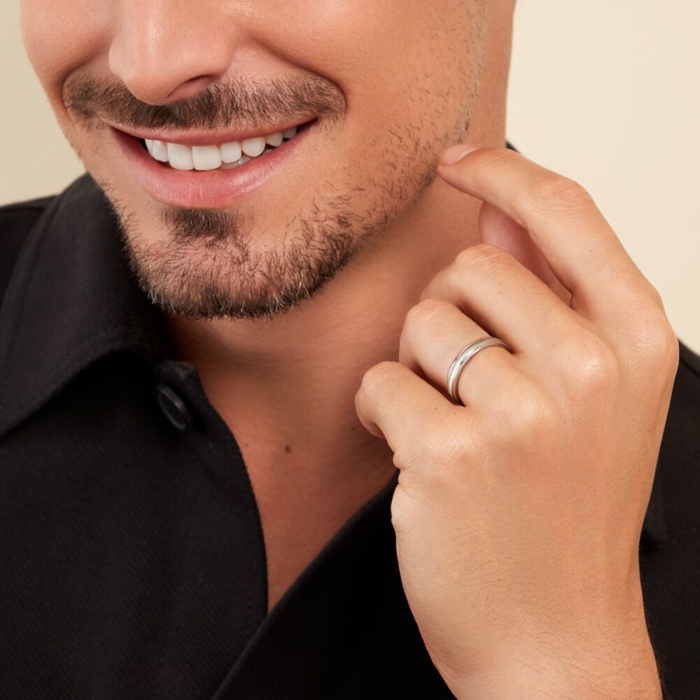 Alliance Argent Blanc Loic - Alliances duo Homme | Marc Orian