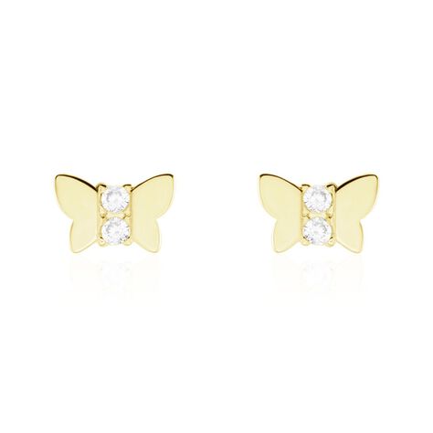 Boucles D'oreilles Puces Jadon Papillon Or Jaune Oxyde De Zirconium - Puces Femme | Marc Orian