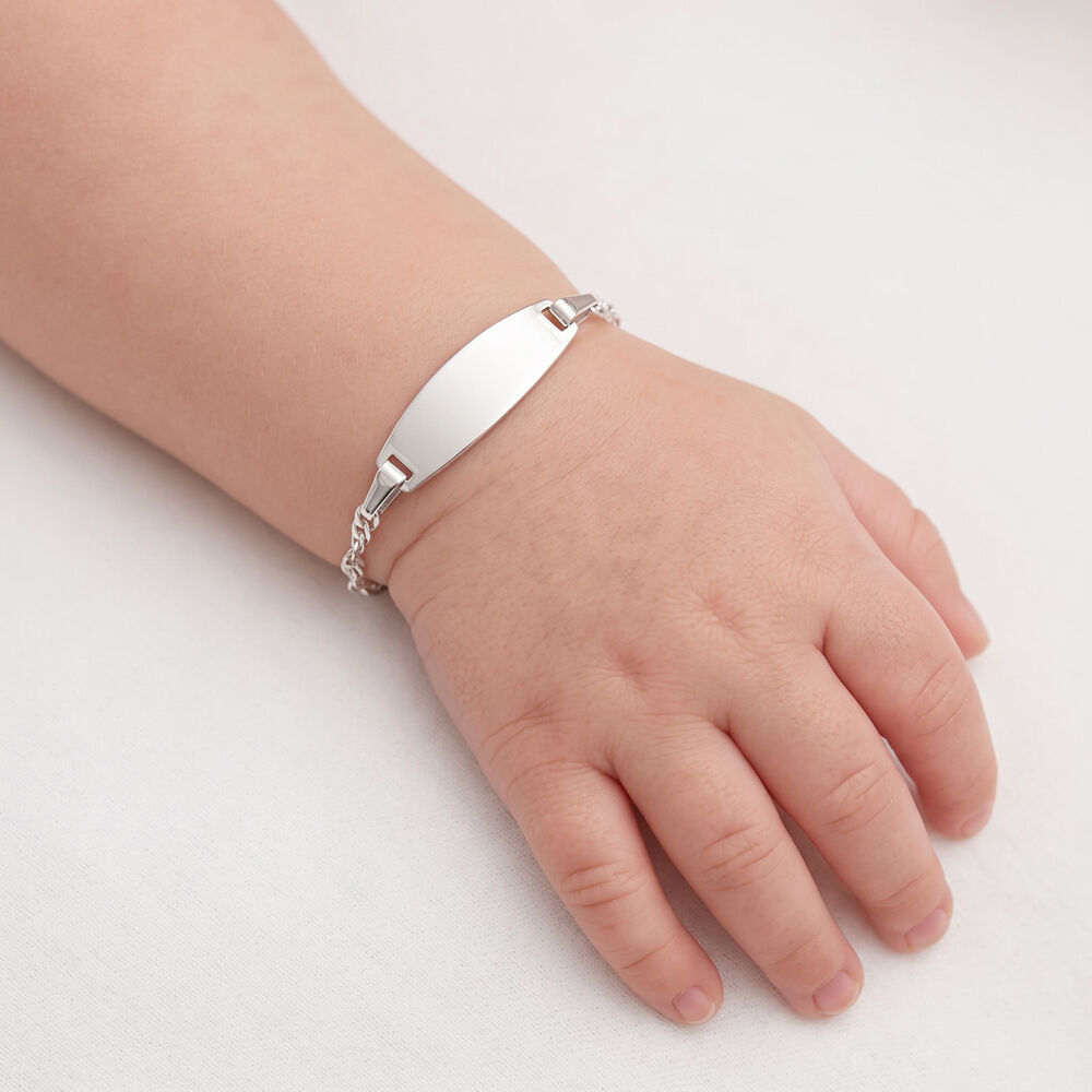 Bracelet Identit&eacute; Ericka Maille Singapour Or Blanc - Gourmettes Enfant | Marc Orian